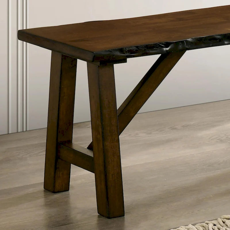Banc en bois massif marron Style avec bords naturels