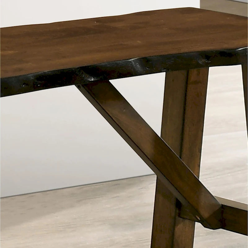 Banc en bois massif marron Style avec bords naturels