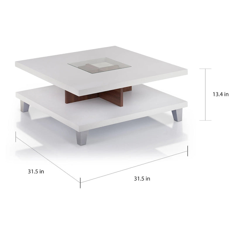 Table basse basse en verre blanc