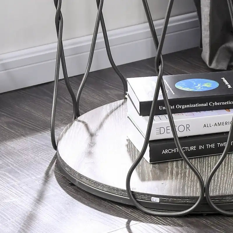 Table d'appoint à niveau unique en métal gris rustique de 24 pouces