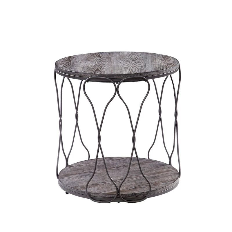 Table d'appoint à niveau unique en métal gris rustique de 24 pouces