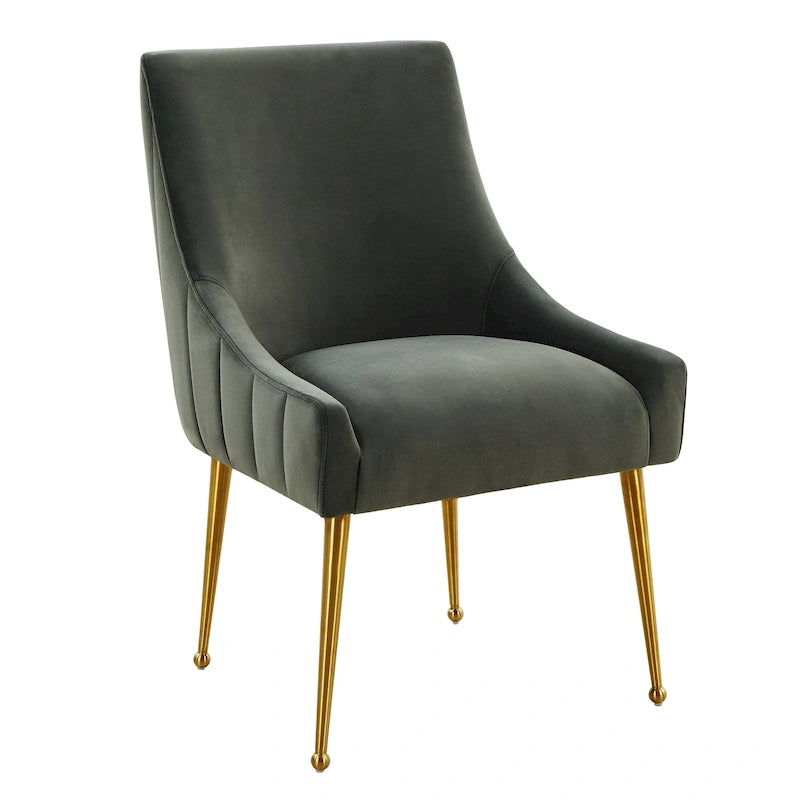 Chaise de salle à manger en velours avec pieds en acier inoxydable