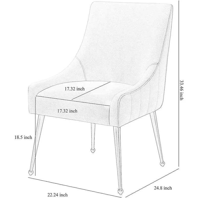 Chaise de salle à manger en velours avec pieds en acier inoxydable