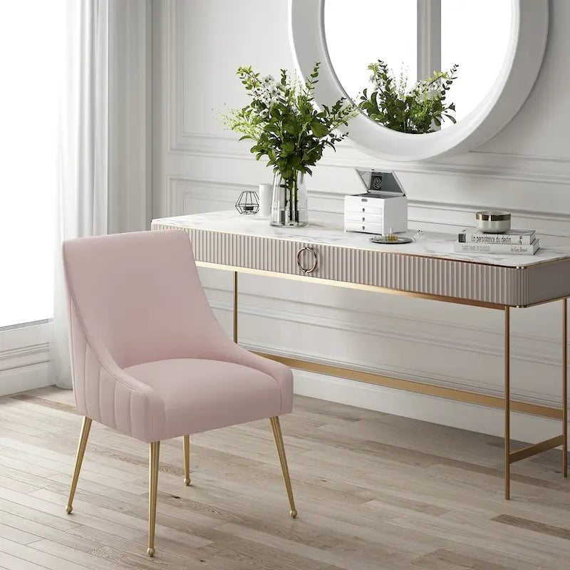 Chaise de salle à manger en velours avec pieds en acier inoxydable