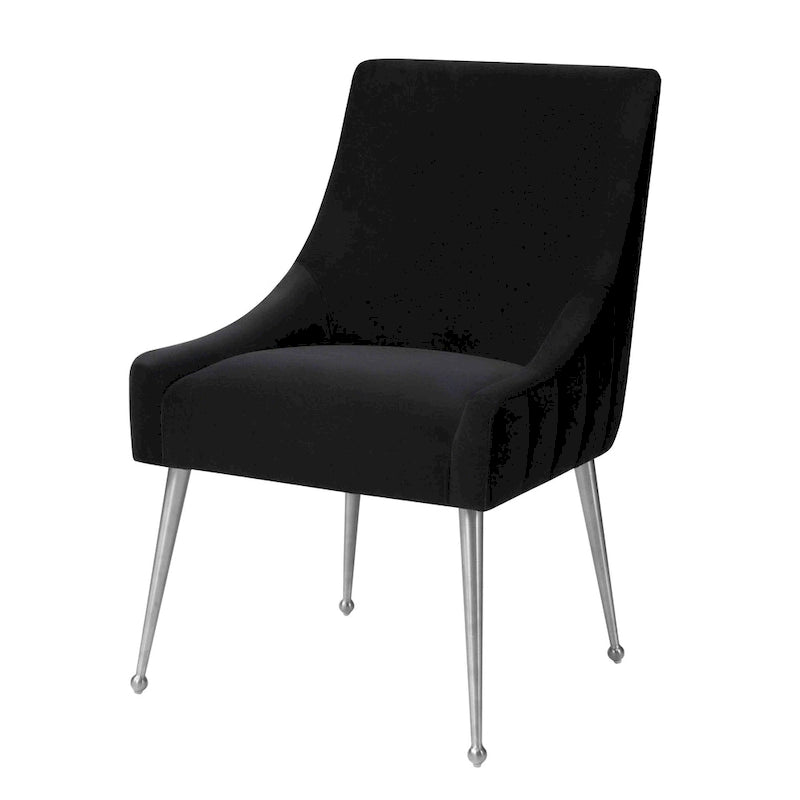 Chaise de salle à manger en velours avec pieds en acier inoxydable