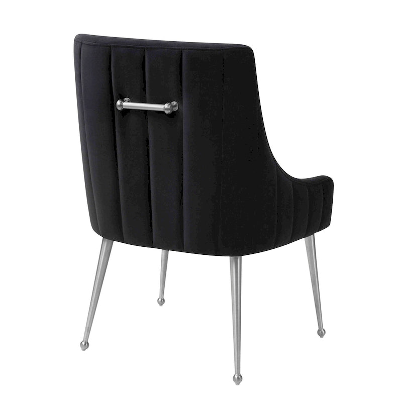 Chaise de salle à manger en velours avec pieds en acier inoxydable