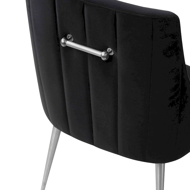 Chaise de salle à manger en velours avec pieds en acier inoxydable