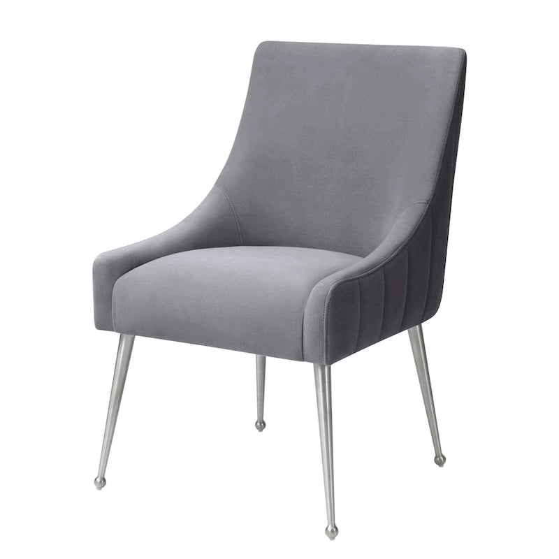 Chaise de salle à manger en velours avec pieds en acier inoxydable