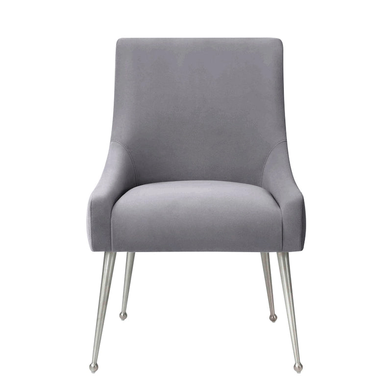 Chaise de salle à manger en velours avec pieds en acier inoxydable