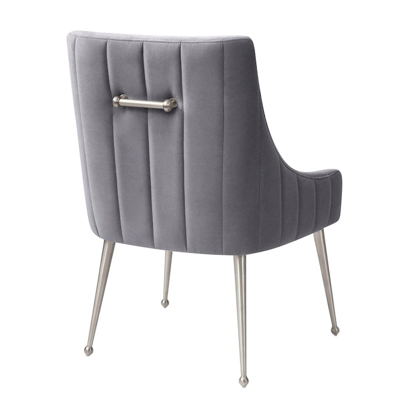 Chaise de salle à manger en velours avec pieds en acier inoxydable
