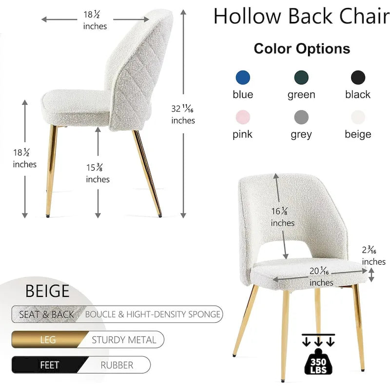 Chaise de maison rembourrée à dossier ajouré