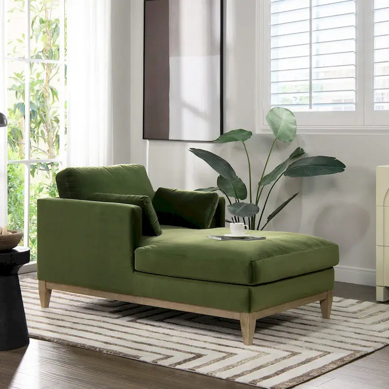 Chaise longue 65 en velours haute performance