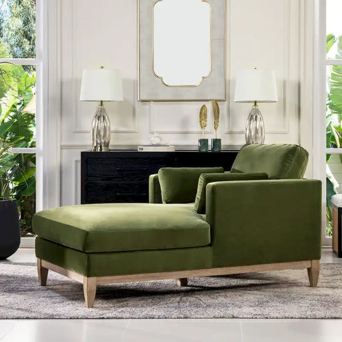 Chaise longue 65 en velours haute performance
