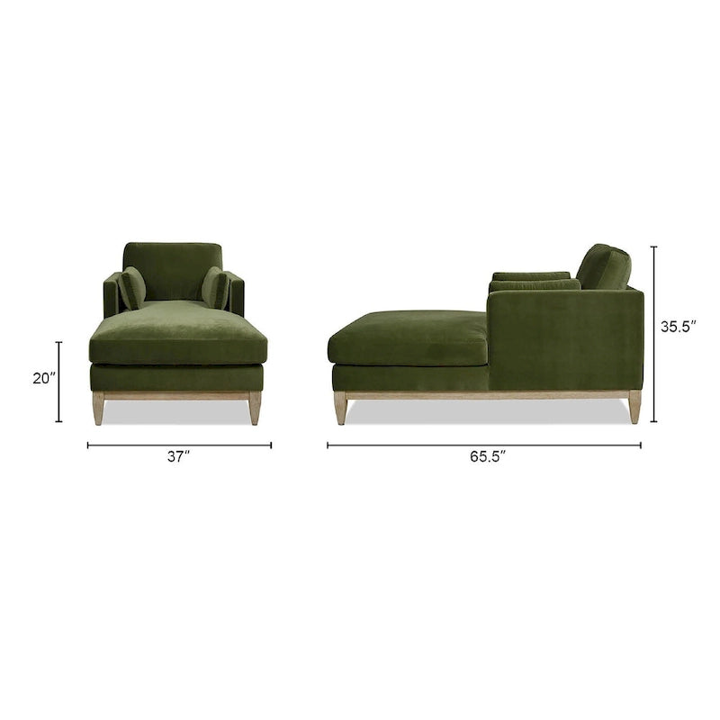 Chaise longue 65 en velours haute performance