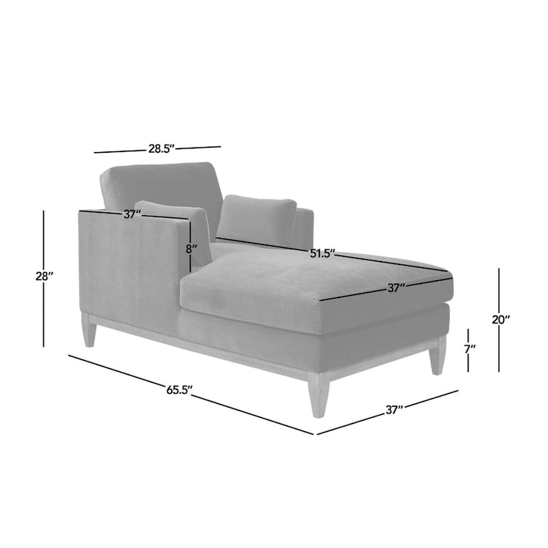 Chaise longue 65 en velours haute performance
