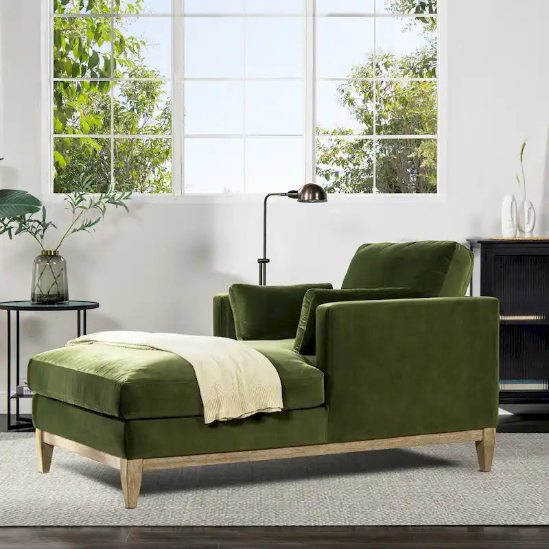 Chaise longue 65 en velours haute performance