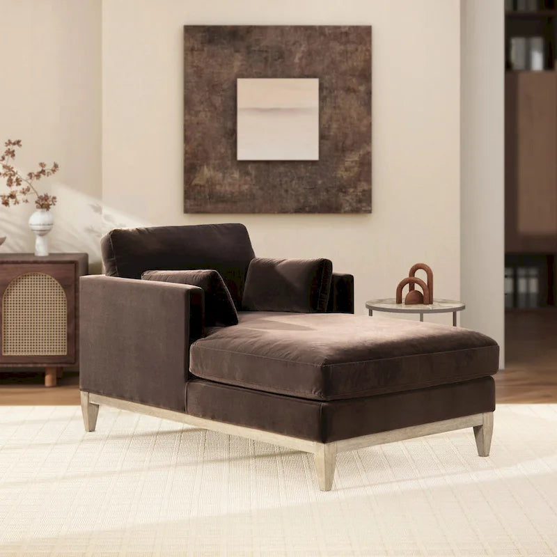 Chaise longue 65 en velours haute performance