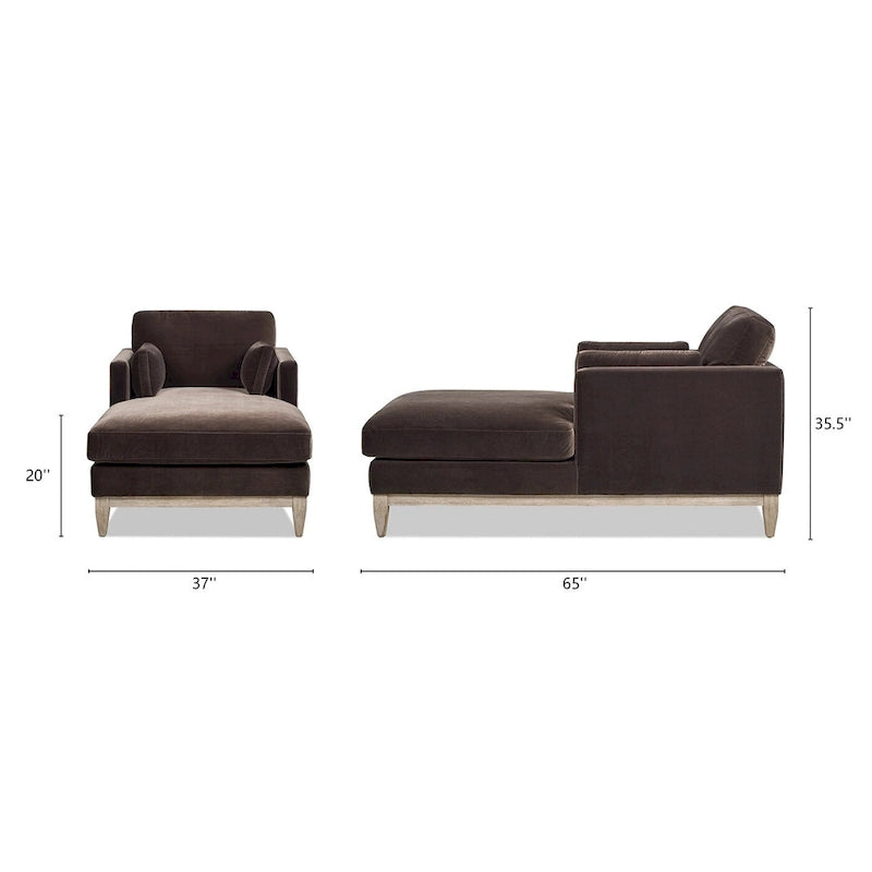 Chaise longue 65 en velours haute performance