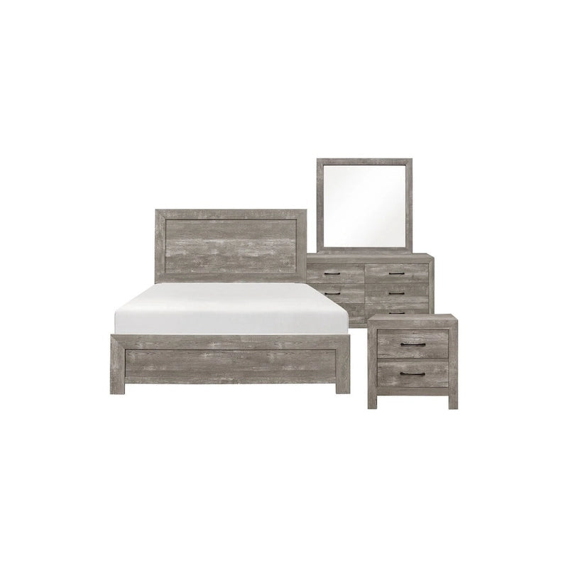 Lit et armoire de chambre de style panneau gris moderne