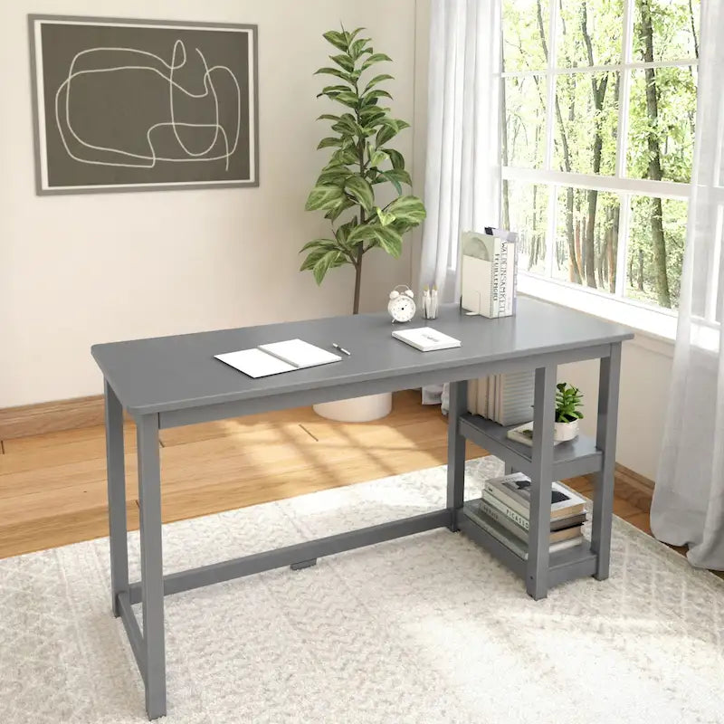 Bureau planches et poutres avec bibliothèques