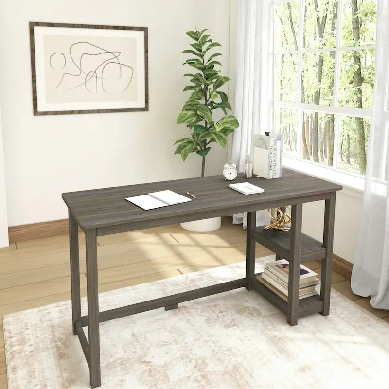Bureau planches et poutres avec bibliothèques