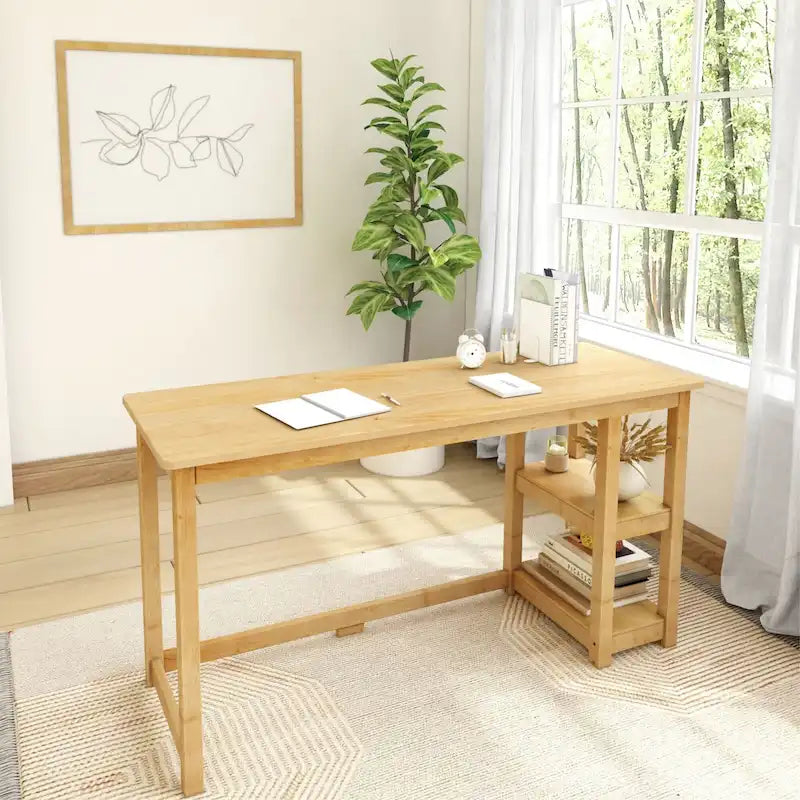 Bureau planches et poutres avec bibliothèques