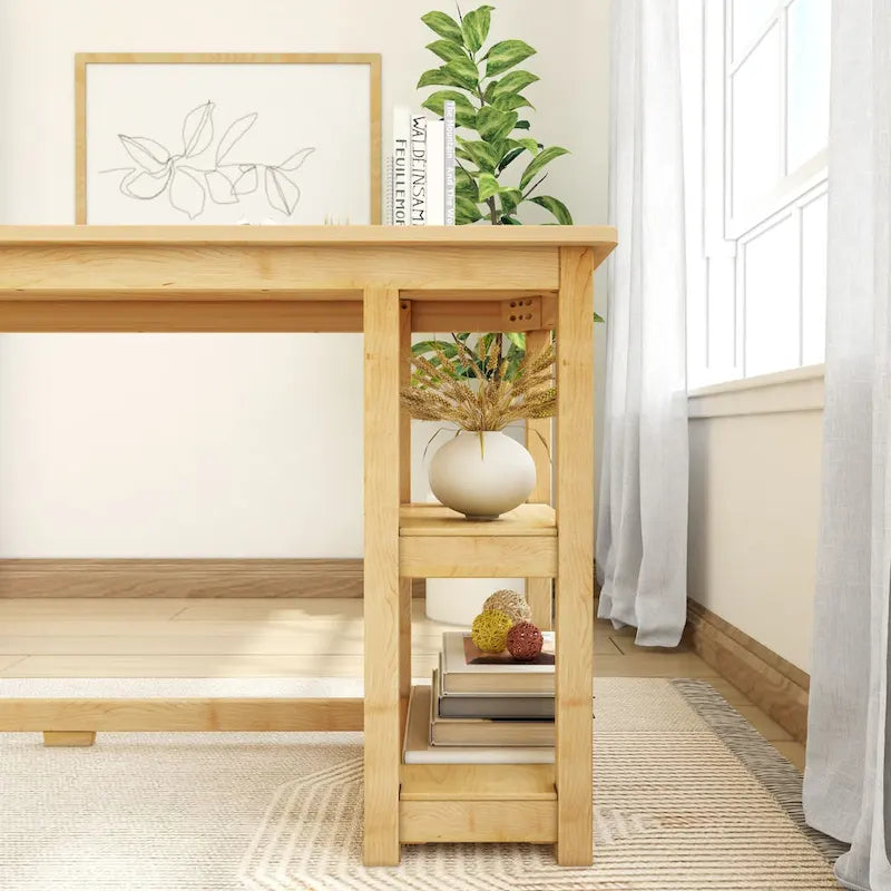 Bureau planches et poutres avec bibliothèques