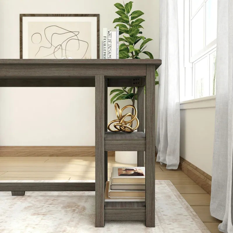 Bureau planches et poutres avec bibliothèques