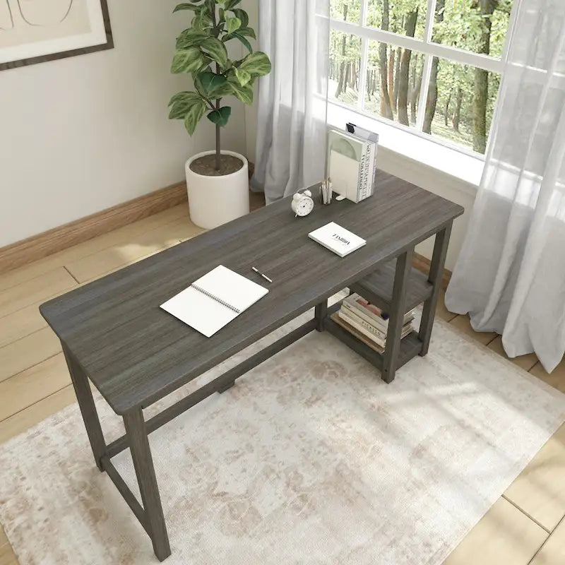 Bureau planches et poutres avec bibliothèques