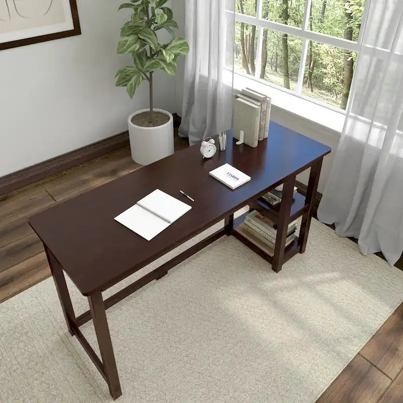 Bureau planches et poutres avec bibliothèques