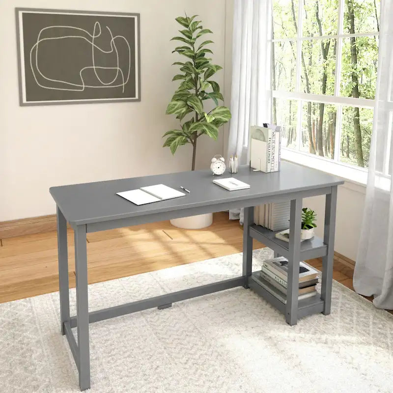 Bureau planches et poutres avec bibliothèques