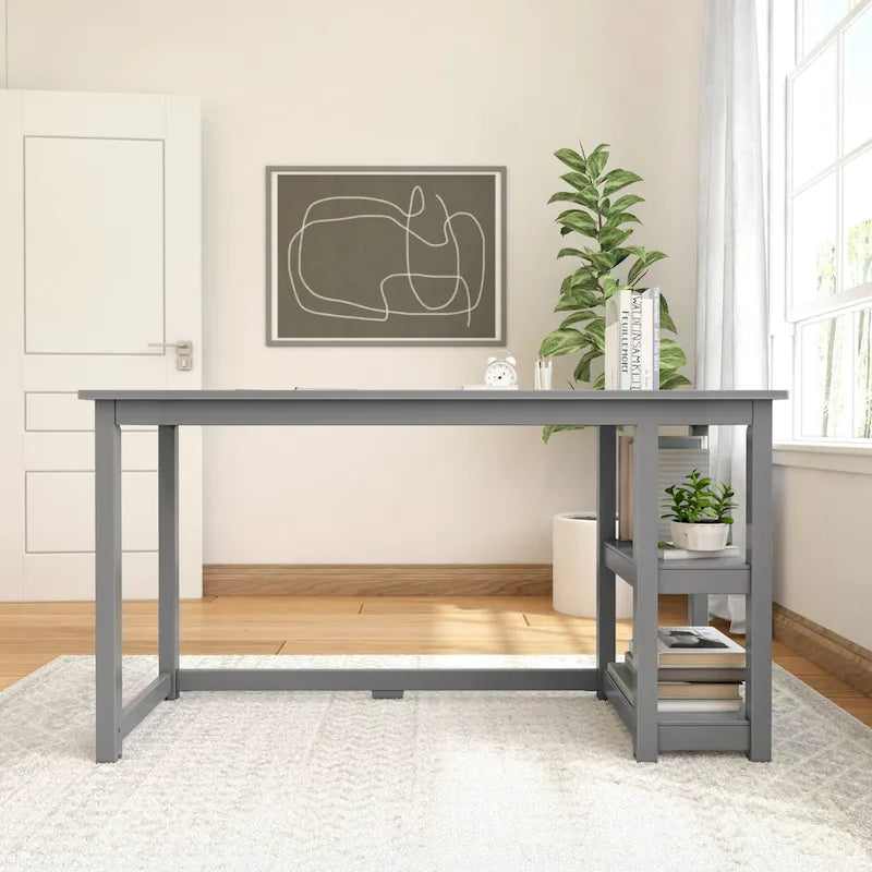 Bureau planches et poutres avec bibliothèques