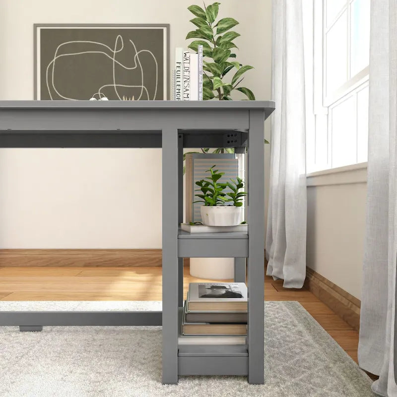 Bureau planches et poutres avec bibliothèques