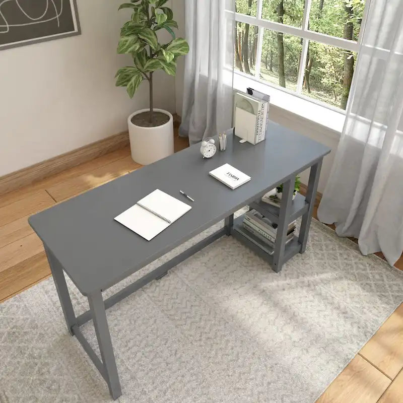 Bureau planches et poutres avec bibliothèques