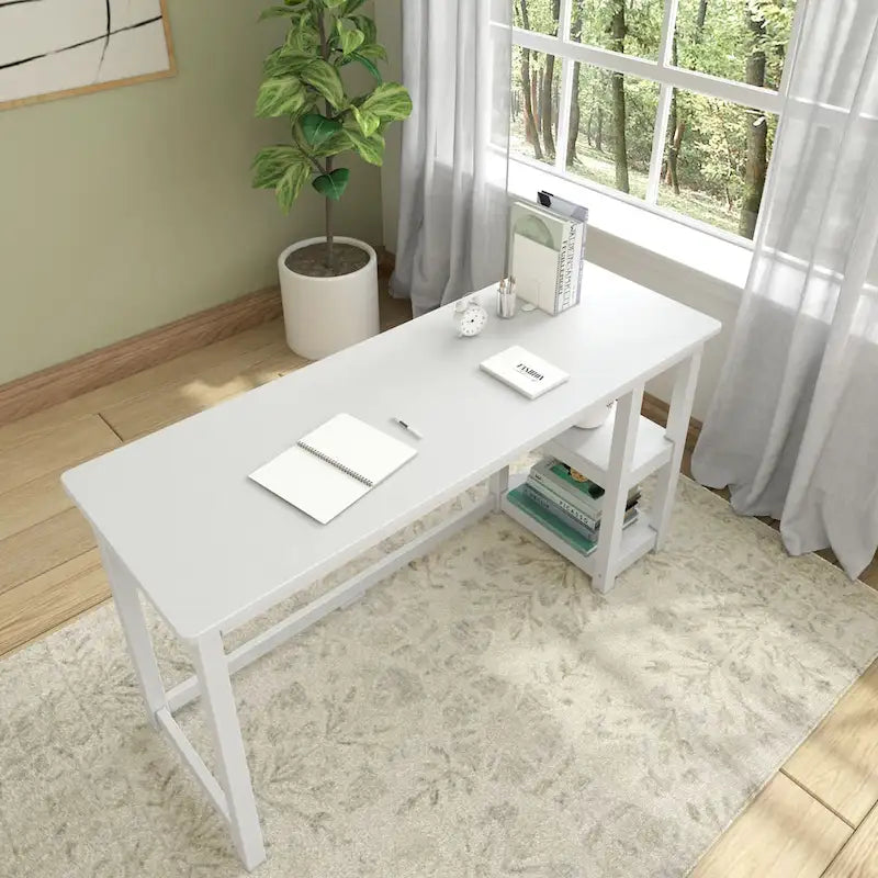 Bureau planches et poutres avec bibliothèques