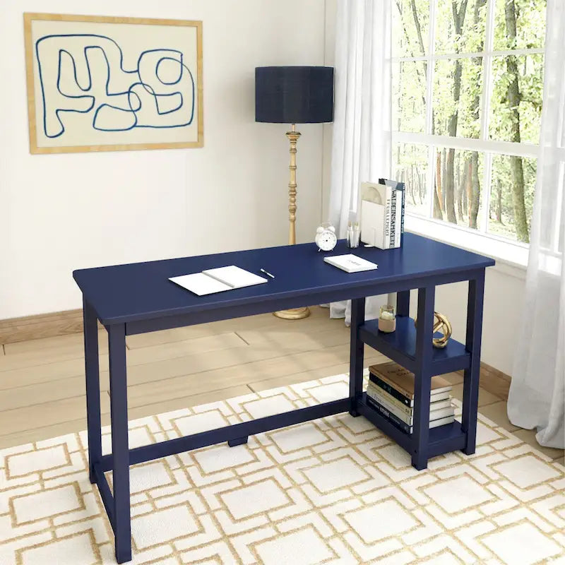 Bureau planches et poutres avec bibliothèques