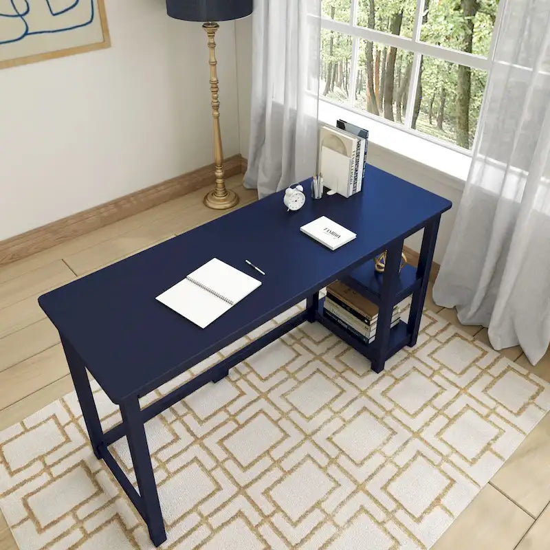 Bureau planches et poutres avec bibliothèques