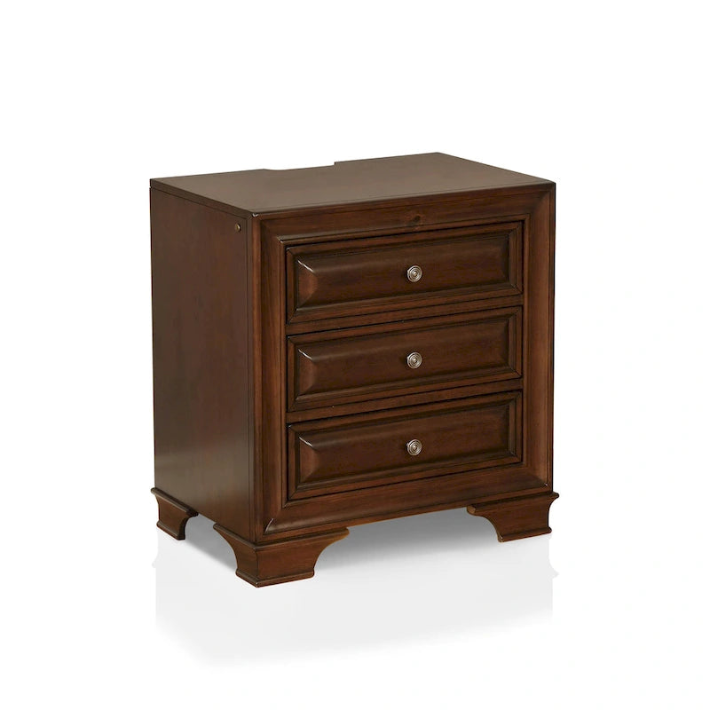 Table de chevet traditionnelle en bois à trois tiroirs