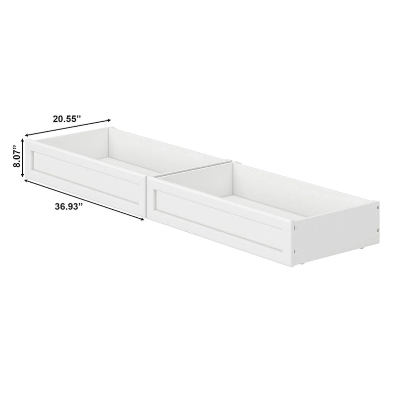 Tiroirs de rangement sous lit style moderne du milieu du siècle pour lits jumeaux/doubles