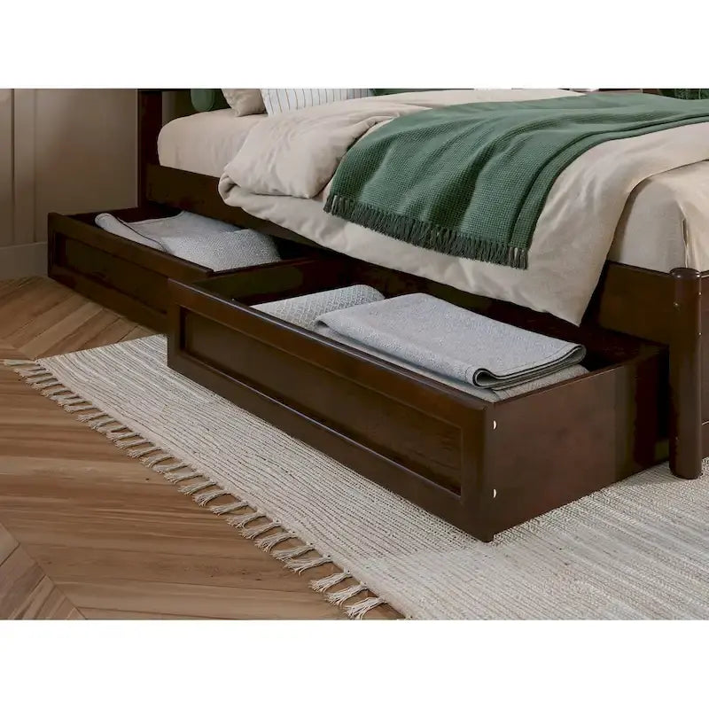Tiroirs de rangement sous lit style moderne du milieu du siècle pour lits jumeaux/doubles