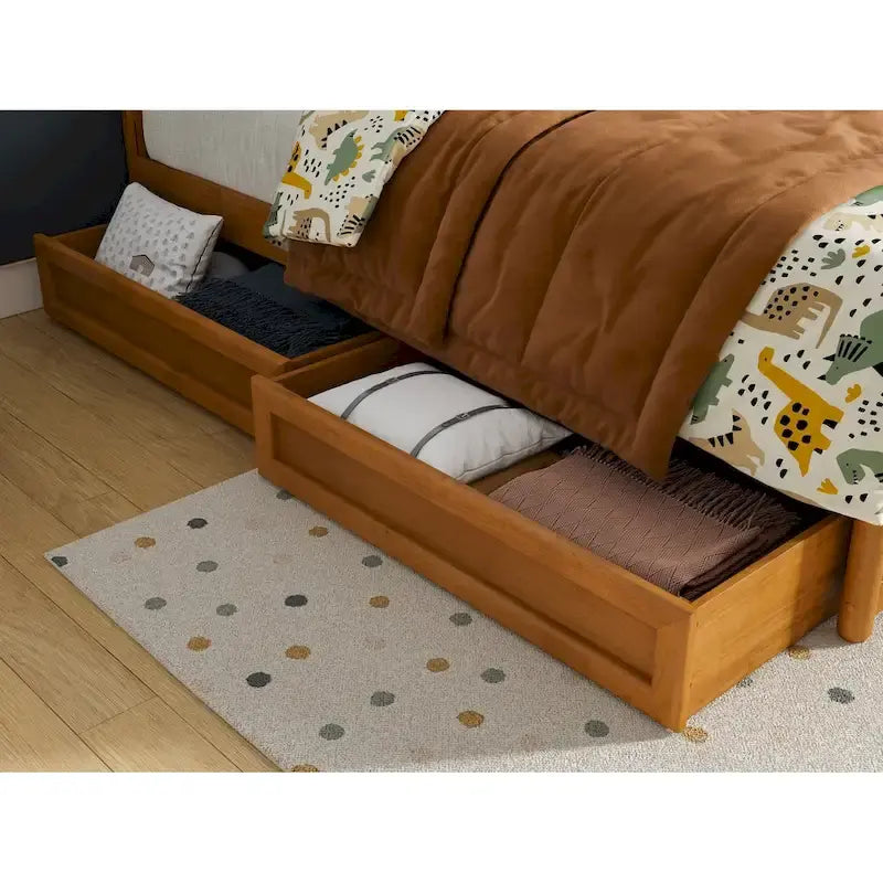 Tiroirs de rangement sous lit style moderne du milieu du siècle pour lits jumeaux/doubles