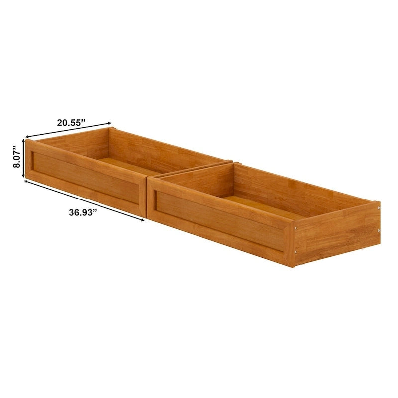 Tiroirs de rangement sous lit style moderne du milieu du siècle pour lits jumeaux/doubles