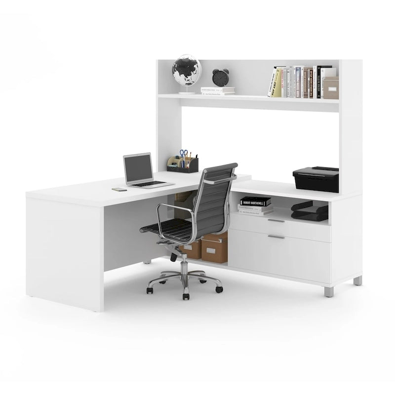 Bureau d'angle avec huche ouverte
