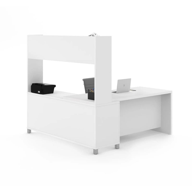 Bureau d'angle avec huche ouverte