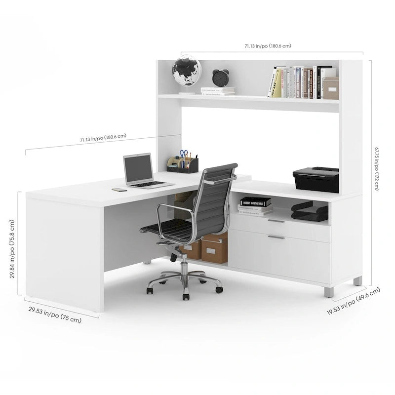 Bureau d'angle avec huche ouverte