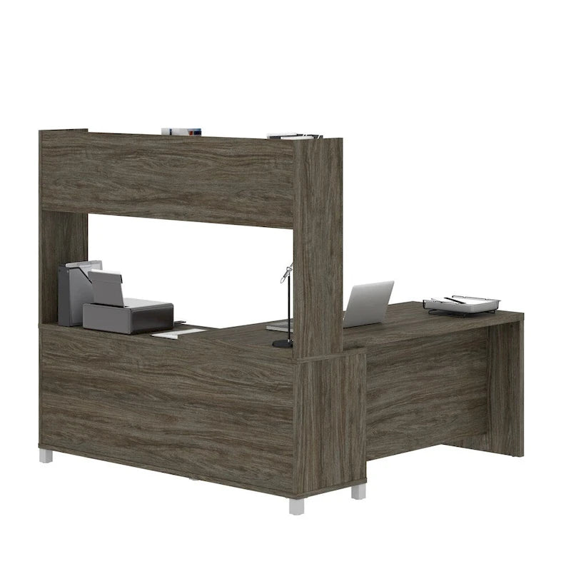 Bureau d'angle avec huche ouverte