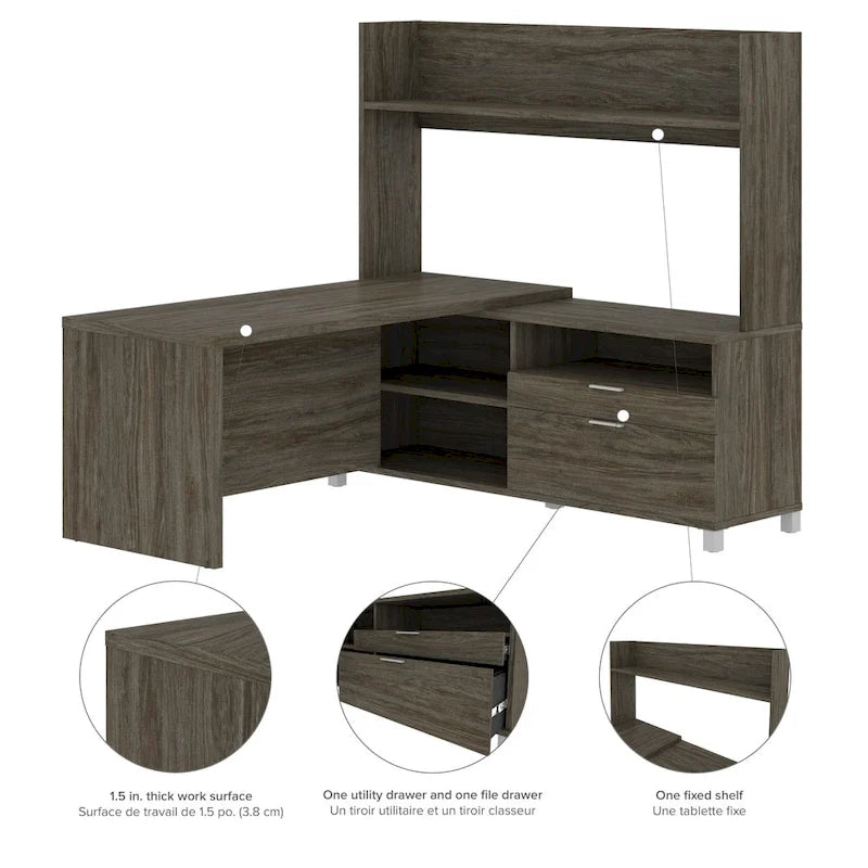Bureau d'angle avec huche ouverte
