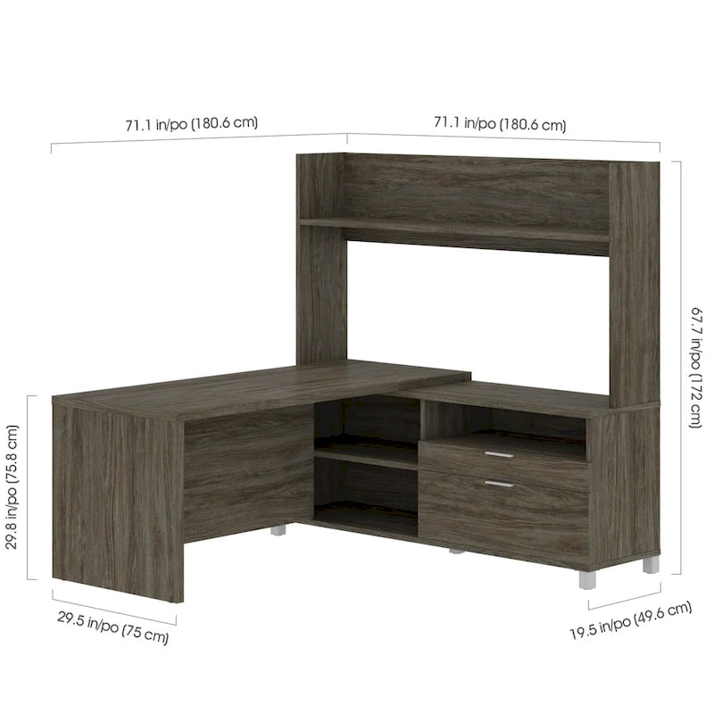 Bureau d'angle avec huche ouverte