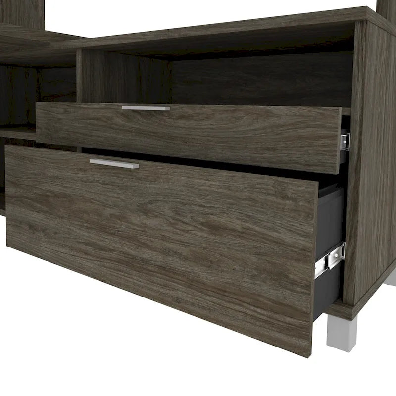 Bureau d'angle avec huche ouverte