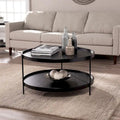 Table basse Century Modern à deux niveaux en grain de bois rond